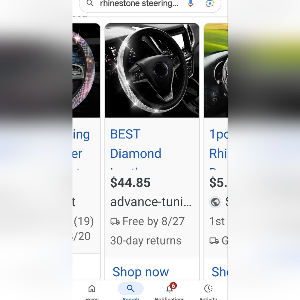 SILVER RINESTONE Steering Wheel COVER - Picture 5 of 6